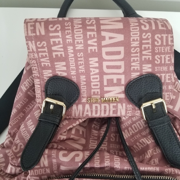 Steve Madden Branded Satin Drawstring Backpack Blush Pink main image 4